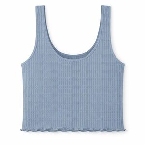 Free People Barely There Blue Ribbed Crop Tank Lettuce Hem Size S